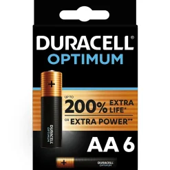 Pile alcaline AA (LR6) Duracell Optimum, lot de 6