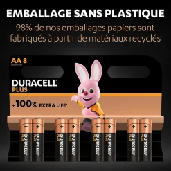 Pile alcaline AA (LR6) Duracell Plus, lot de 8