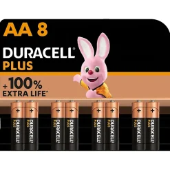 Pile alcaline AA (LR6) Duracell Plus, lot de 8