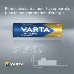 Pile alcaline AA (LR6) Varta Long-life Power, lot de 4