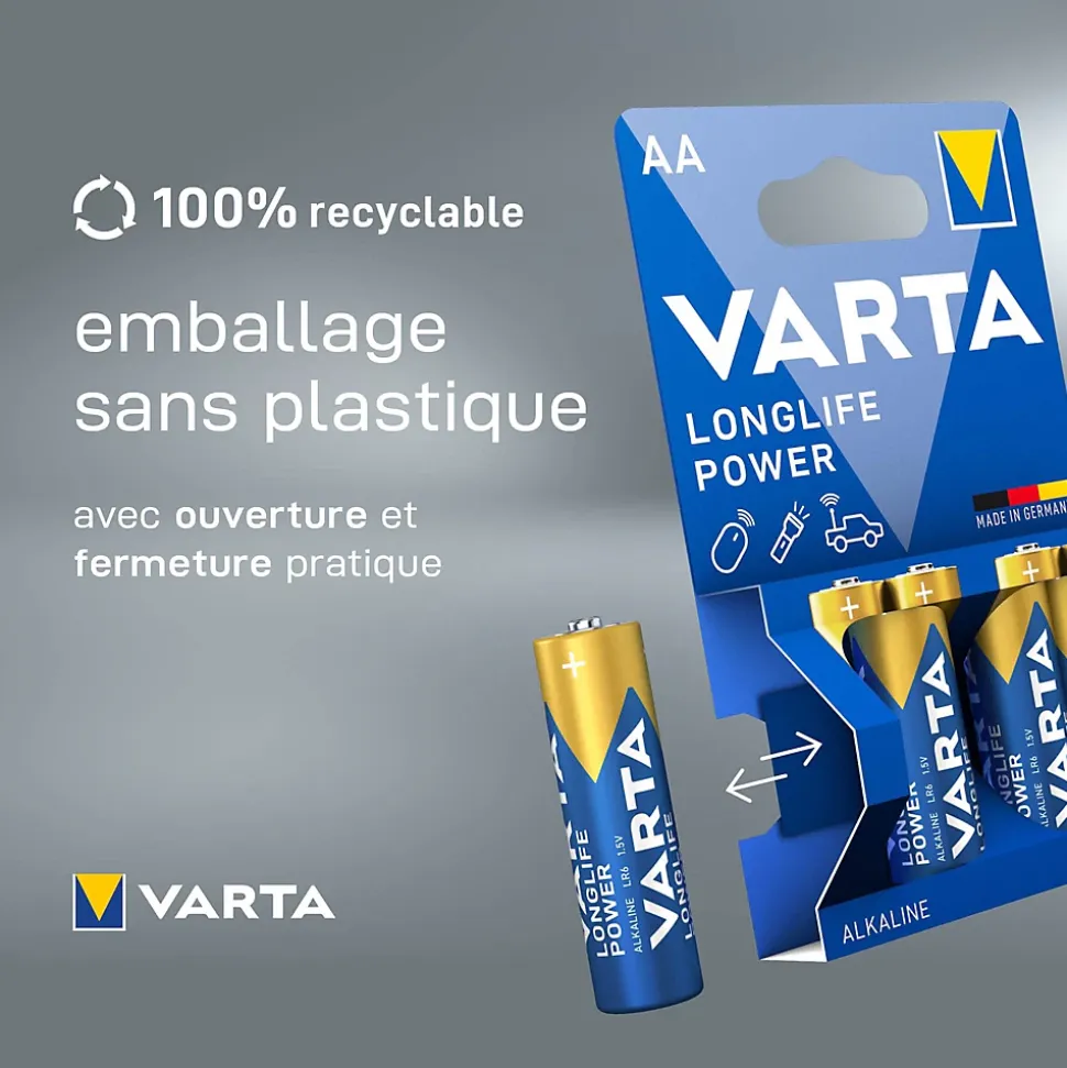 Pile alcaline AA (LR6) Varta Long-life Power, lot de 6