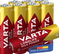 Pile alcaline AA (LR6) Varta Max Tech, lot de 6 + 2 gratuites