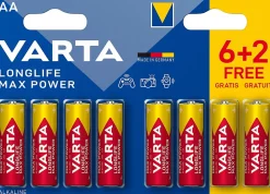 Pile alcaline AA (LR6) Varta Max Tech, lot de 6 + 2 gratuites