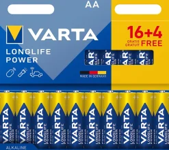 Pile alcaline AA LR6 Varta Longlife Power, lot de 20