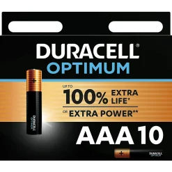 Pile alcaline AAA (LR03) Duracell Optimum, lot de 10