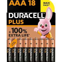 Pile alcaline AAA (LR03) Duracell Plus, lot de 18