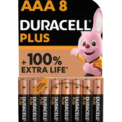 Pile alcaline AAA (LR03) Duracell Plus, lot de 8