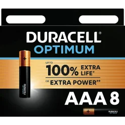 Pile alcaline AAA (LR03) Duracell Optimum, lot de 8