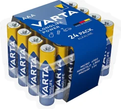 Pile alcaline AAA (LR03) Varta Long-life Power, lot de 24