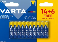 Pile alcaline AAA (LR03) Varta Long-life Power, lot de 2