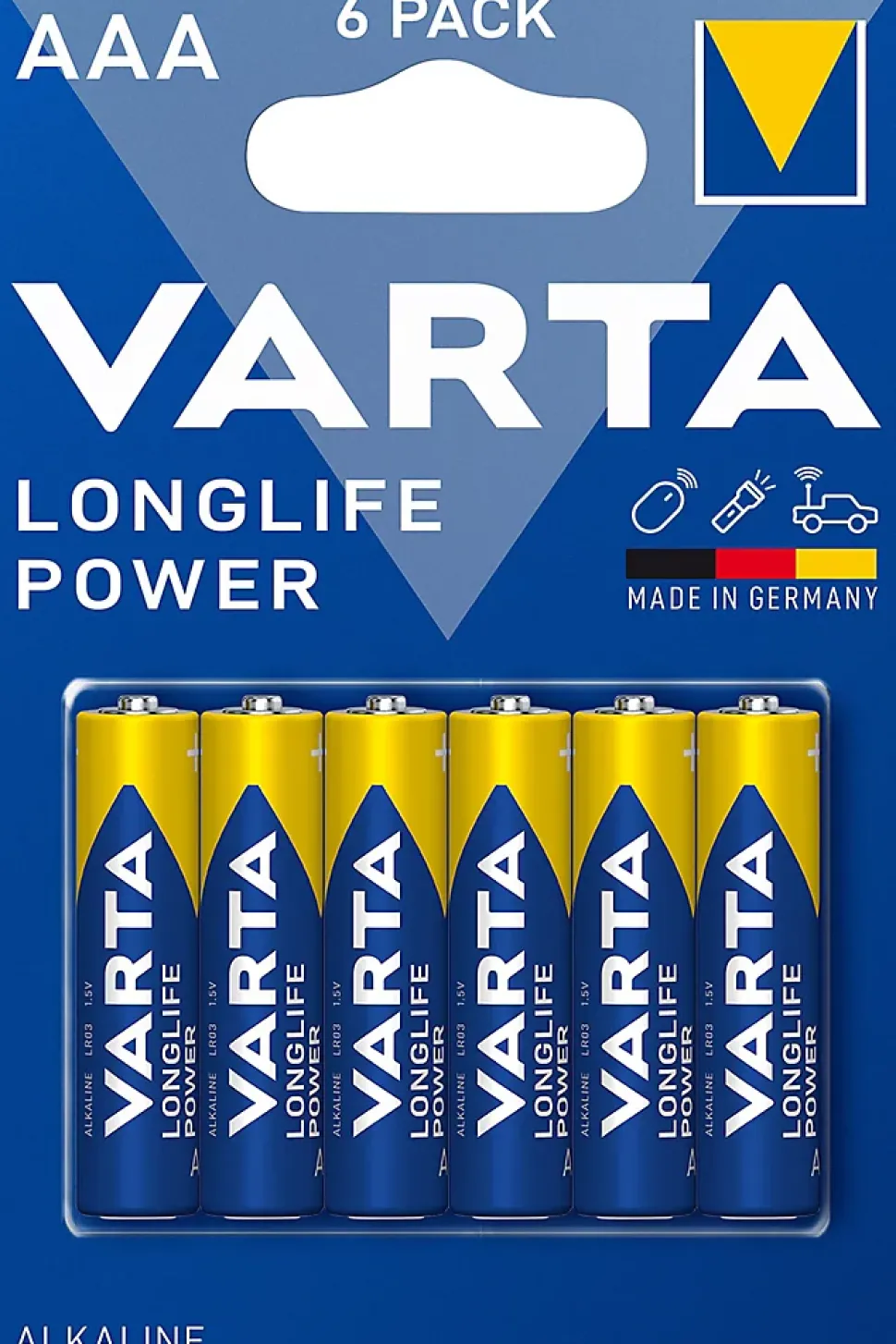 Pile alcaline AAA (LR03) Varta Long-life Power, lot de 6