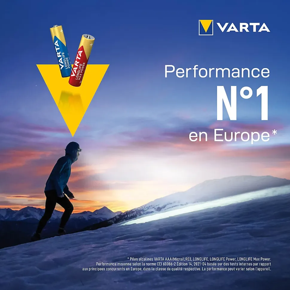 Pile alcaline AAA (LR03) Varta Long-life Power D, lot de 4