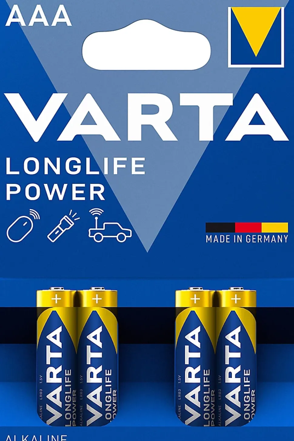 Pile alcaline AAA (LR03) Varta Long-life Power D, lot de 4