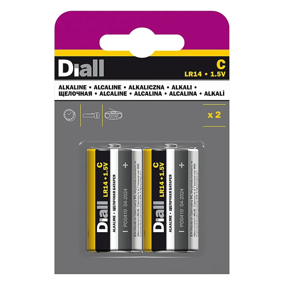 Pile alcaline C (LR14) Diall, lot de 2