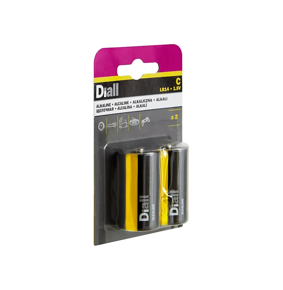 Pile alcaline C (LR14) Diall, lot de 2