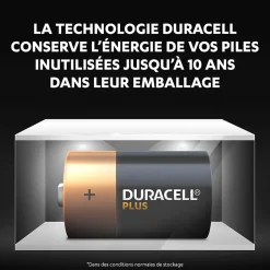 Pile alcaline D (LR20) Duracell Plus, lot de 2