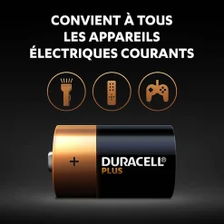 Pile alcaline D (LR20) Duracell Plus, lot de 2