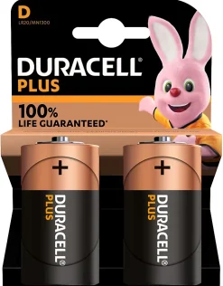 Pile alcaline D (LR20) Duracell Plus, lot de 2