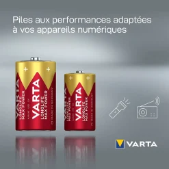 Pile alcaline D (LR20) Varta Long-life Max Power D, lot de 2