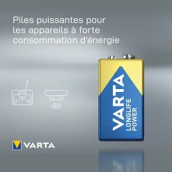 Pile alcaline 9V (PP3) Varta Long-life Power