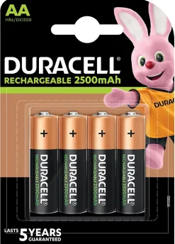 Pile rechargeable AA (LR6) Duracell 2500Mah, lot de 4