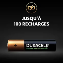 Pile rechargeable AAA (LR03) Duracell 750Mah, lot de 4