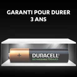 Pile rechargeable AAA (LR03) Duracell 750Mah, lot de 4