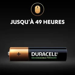 Pile rechargeable AAA (LR03) Duracell 750Mah, lot de 4