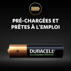 Pile rechargeable AAA (LR03) Duracell 750Mah, lot de 4