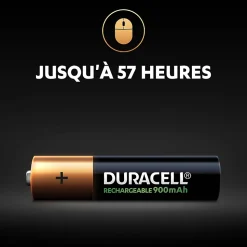 Pile rechargeable AAA (LR03) Duracell 900Mah, lot de 4