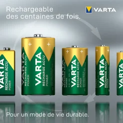 Pile rechargeable Ni-MH D (LR20) Varta, lot de 2