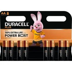 Piles alcaline AA LR6 Duracell Plus Powerboost - lot de 8