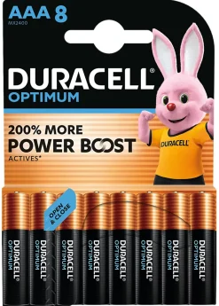Piles alcaline AAA LR3 Duracell Optimum - lot de 8