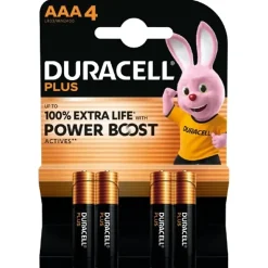 Piles alcaline AAA LR3 Duracell Plus Powerboost - lot de 4