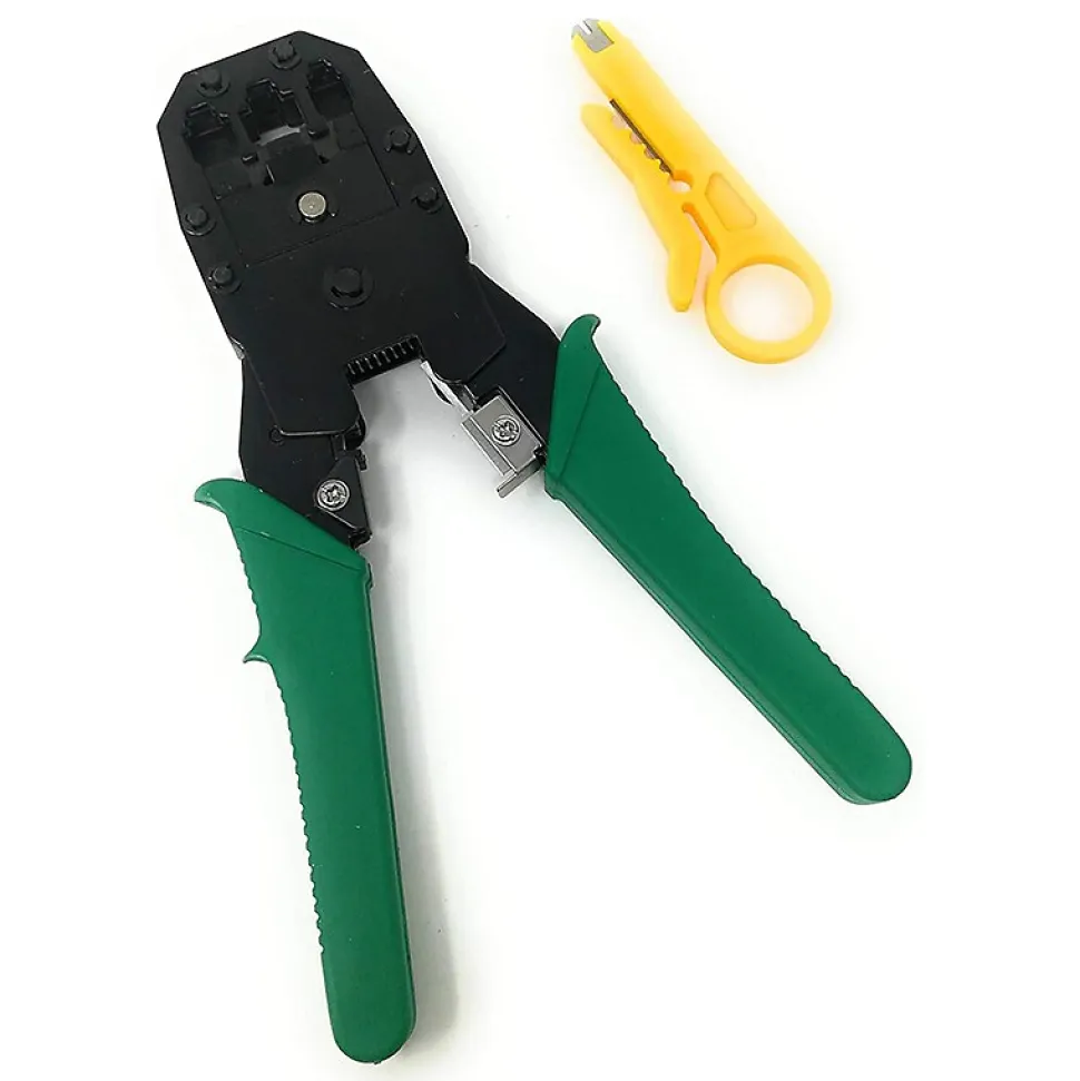 Pince à sertir 3 en 1. Pour connecteurs RJ45, RJ11, RJ12. Vert