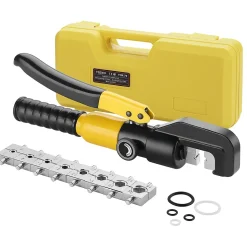 Pince à Sertir Hydraulique 10T avec 9 Matrices Hexagonales Course 12mm
