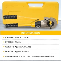 Pince à sertir multi-couches jaune 100kN pour raccords : TH16, 20, 26, 32