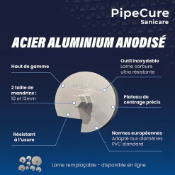 PipeCure Sanicare, Kit de 4 Diametres Alesoirs PVC pour Professionnels (32,40,50 et 100 mm), Lame en carbure disponible