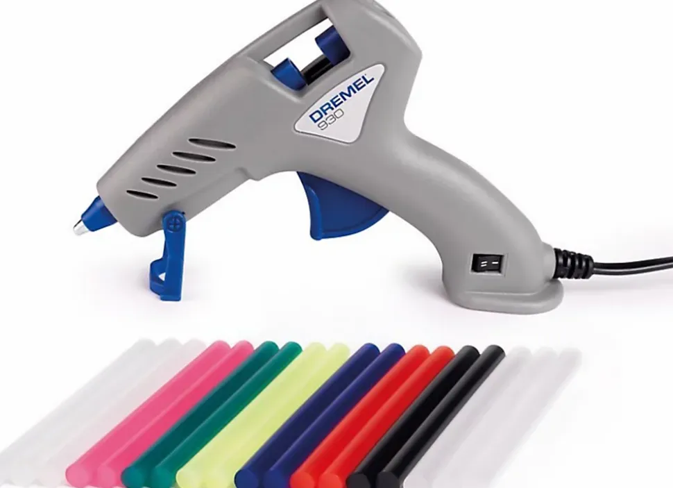 Pistolet à colle chaude Dremel 930 + 18 bâtons