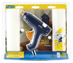 Pistolet à colle 12mm Rapid EG111 + 500g de colle transparente universelle