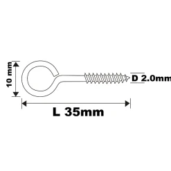 Piton à vis en acier zingué 35x16 mm - 20 pièces