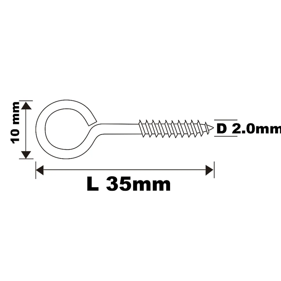 Piton à vis en acier zingué 35x16 mm - 20 pièces