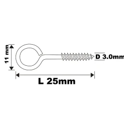 Piton à vis en acier zingué 25x10 mm - 500 pièces
