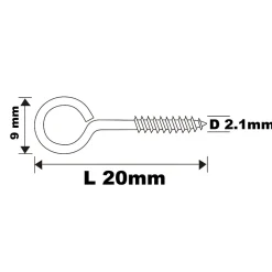 Piton à vis en acier zingué 20x11 mm - 10 pièces