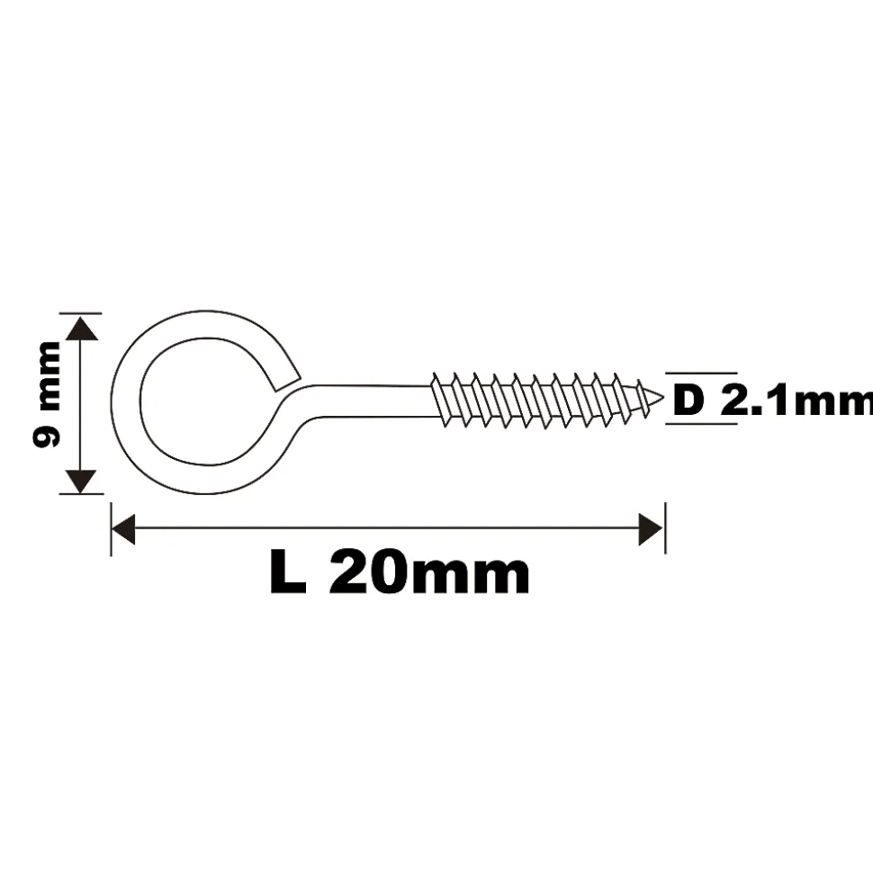 Piton à vis en acier zingué 20x11 mm - 10 pièces