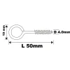 Piton à vis en acier zingué 50x19 mm - 2 pièces