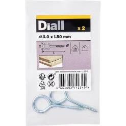 Piton à vis en acier zingué 50x19 mm - 2 pièces