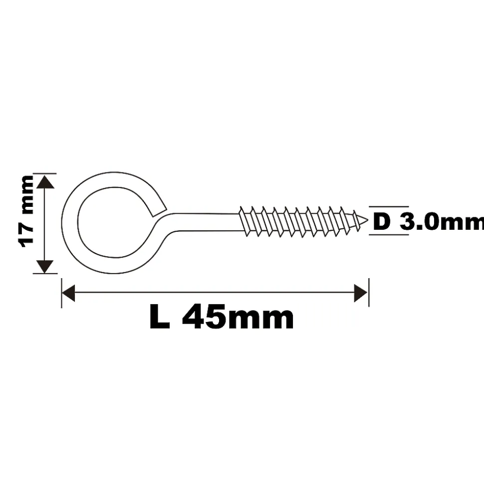 Piton à vis en acier zingué 45x19 mm - 100 pièces