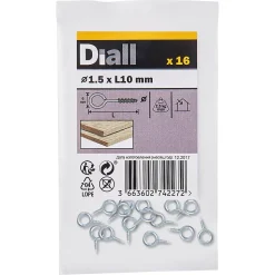 Piton à vis en acier zingué 10x9 mm - 16 pièces