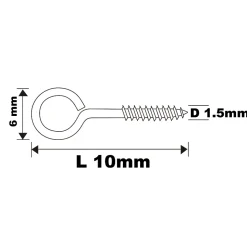 Piton à vis en acier zingué 10x9 mm - 16 pièces